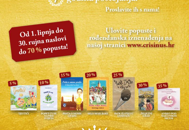 Naklada Crisinus slavi 7. rođendan i cijelo ljeto daruje čitatelje velikim popustima i iznenađenjima